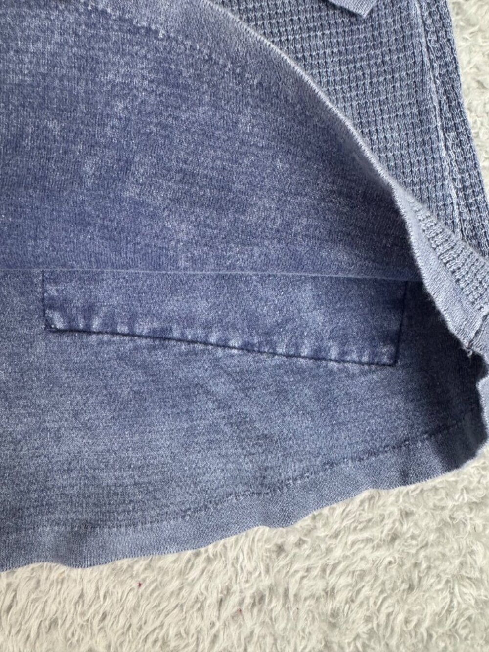 PBJ Blues Womens Indigo Tunic Shirt M/M Y2K Cottage Waffle Knit Stretch Comfort - Picture 14 of 16